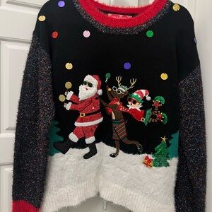Festive Black and Red Christmas Sweater